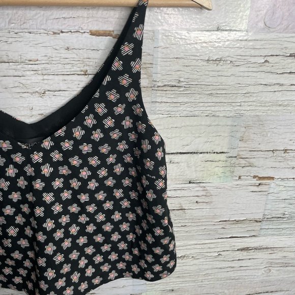 Topshop black floral crop top blouse size 2 - Picture 9 of 9